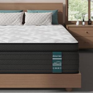 Sleepmax Extra Firm Queen Mattress 14 Inch - Deep Sleep Hybrid Mattress Pressure Relief - Cooling Bed in a Box for Back & Side Sleepers - 365-Night Trial, Forever Warranty, Fiberglass-Free