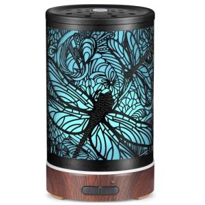 Essential Oils Diffuser,Aromatherapy Diffuser,Birthday for Women Mom Grandma,Metal Cool Mist Humidifier with 7 Colors Lights Waterless Auto Off Air Diffusers (Dragonfly)