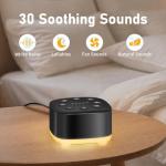 Meditation White Noise Sound Machine 30 Soothing Sounds with 32 Volume Control 12 Night Light 5 Timers Portable Sleep Machine for Travel Powered by AC or USB Sleep Therapy for Baby Kids Adults (Black)