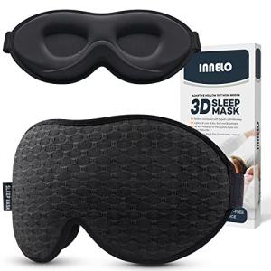 INNELO Sleep Mask for Side Sleeper, Eye Mask Sleeping Women Men, 100% Light Blocking 3D Contoured Cup Sleeping Mask Soft No Eye Pressure Cover Blindfold Night Shade for Travel Nap Yoga, Black