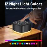 Meditation White Noise Sound Machine 30 Soothing Sounds with 32 Volume Control 12 Night Light 5 Timers Portable Sleep Machine for Travel Powered by AC or USB Sleep Therapy for Baby Kids Adults (Black)