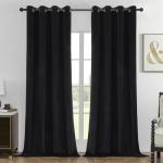 Joydeco Black 100% Blackout Curtains 96 Inch 2 Panels, Luxury Thermal Insulated Black Velvet Curtains for Bedroom Living Room, Soundproof Blackout Window Drapes, Grommet Top (52W x 96L)