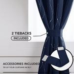 Deconovo Blackout Curtains for Living Room, Thermal Insulated Soundproof Drapes, Wave Dots Silver Print, 52 x 84 Inches Long, 2 Panels, Machine‑Washable Window Panel for Bedroom Patio Door, Navy Blue