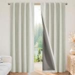 Joydeco Blackout Curtains for Bedroom - 96 Inch Long 100% Light Blocking 2 Panels Light Beige Drapes, Thermal Insulated Room Darkening Curtains, Linen Textured for Living Room, Rod Pocket & Back Tabs
