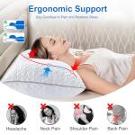 Cooling Pillows Queen Size Set of 2, Shredded Memory Foam Pillows, Adjustable Firm Bed Pillows Cool Cold Pillow for Hot Side Back Stomach Sleepers with Removable Washable Cover, 20" x 30", White