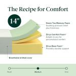 Zinus 14 Inch King Green Tea Memory Foam Mattress, Fiberglass Free, Medium Firm Feel, Zoned Pressure Relief, Certified Safe Foams & Fabric, Mattress in A Box