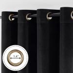 Joydeco Black 100% Blackout Curtains 96 Inch 2 Panels, Luxury Thermal Insulated Black Velvet Curtains for Bedroom Living Room, Soundproof Blackout Window Drapes, Grommet Top (52W x 96L)