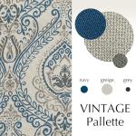 Vangao Vintage Damask Blue Curtains 84 Inch Long Blackout Curtains Linen Textured Floral Paisley Medallion Print for Bedroom Living Room Darkening Drapes Window Treatment 2 Panels Navy on Beige