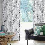 FMFUNCTEX 100% Blackout Curtains 84 Inches Long for Bedroom, Black White Thermal Insulated Room Darkening Patterned Curtains, Modern Tree Branch Drapes for Living Room,Grommet Top 2 Panels Set