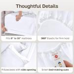 California Design Den Natural 100% Cotton Sheets Queen Size Bed Set - Soft 400 Thread Count Sateen, Queen Sheets, Deep Pockets with All Around Elastic for a Snug Fit, Durable Bedding - White