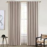 Linen Curtains 84 Inch Length 2 Panels Total Blackout for Bedroom, Sand Extra Wide patio door curtains 100 inches (2*50W*84L) Draft Blocking Insulated Drop Cloth Drapes Farmhouse Back Tab/Rings/Hooks