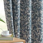 jinchan 80% Blackout Curtains for Living Room, Farmhouse Drapes with Scroll Floral Patterned for Bedroom, Grommet Top Thermal Insulated Curtains, Vintage Country Drapes 84 inch Length 2 Panels Blue