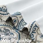 Vangao Vintage Damask Blue Curtains 84 Inch Long Blackout Curtains Linen Textured Floral Paisley Medallion Print for Bedroom Living Room Darkening Drapes Window Treatment 2 Panels Navy on Beige