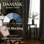 Vangao Vintage Damask Blue Curtains 84 Inch Long Blackout Curtains Linen Textured Floral Paisley Medallion Print for Bedroom Living Room Darkening Drapes Window Treatment 2 Panels Navy on Beige