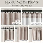 Linen Curtains 84 Inch Length 2 Panels Total Blackout for Bedroom, Sand Extra Wide patio door curtains 100 inches (2*50W*84L) Draft Blocking Insulated Drop Cloth Drapes Farmhouse Back Tab/Rings/Hooks