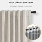 INOVADAY 100% Blackout Curtains for Bedroom, Black Out Curtains 96 Inch Long, Clip Rings Linen Blackout Drapes, Thermal Insulated Room Darkening for Living Room, 2 Panels - Beige,W50xL96