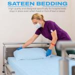 3 Piece Hospital Bed Sheet Set, 100% Egyptian Cotton 400 Thread Count, Soft and Comfy, Standard Size 36X80 Inch with 6 Inch Deep Pocket, Light Blue Solid