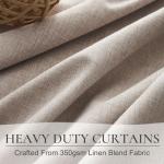 Linen Curtains 84 Inch Length 2 Panels Total Blackout for Bedroom, Sand Extra Wide patio door curtains 100 inches (2*50W*84L) Draft Blocking Insulated Drop Cloth Drapes Farmhouse Back Tab/Rings/Hooks