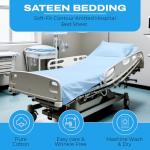 3 Piece Hospital Bed Sheet Set, 100% Egyptian Cotton 400 Thread Count, Soft and Comfy, Standard Size 36X80 Inch with 6 Inch Deep Pocket, Light Blue Solid