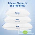 CushyOasis Shredded Memory Foam Pillow for Sleeping, Cooling Bed Pillows Set of 2, Adjustable Pillows for Side, Back, Stomach Sleepers with Washable Pillowcase (Queen Size, Grey)