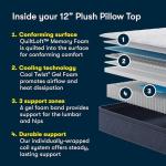 Serta Five Star Mattress Tranquility 12-Inch Plush Pillow Top – Queen Size – Zoned Support, Pressure Relief, Cooling Comfort – Made in USA – Bed-in-a-Box – 100 Night Trial, 10-Year Limited Warranty