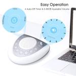 White Noise Machine, Portable Sleep Sound Machine with 24 Soothing Sounds, Timer & Memory Function, Headphone Jack, USB Charging, Powered by AC or Battery for Baby, Kids, Adults, Travel