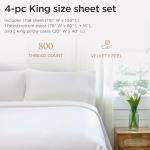Threadmill Luxury 800 Thread Count King 100% Cotton Sheets - Hotel White Sateen Weave Bed-Sheets, Better Than Egyptian Cotton, 4 Pc Solid Soft Bed Set, Fits 16" Deep Pocket