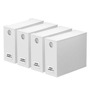 SpaceAid 4 Pack Bed Sheet Organizers and Storage, Foldable Sheet Organizer for Linen Closet, Sheets Set Folder Keeper with Window XL (Queen & King Size) Organizing Bedding Container, White