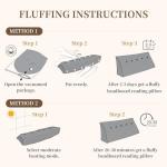 Sasttie Headboard Pillow Queen, Triangular Wedge Pillow Headboard, Wedge Headboard Pillow for Bed Sofa, Daybed Pillows for Sitting up, Reading or Working with Removable Cover, Dark Grey