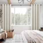 Jowels Cream Linen Blackout Curtains 90 Length 2 Panels Set for Living Room Bedroom, 100% Black Out Thermal Insulated Linen Drapes, Room Darkening Grommet Curtains 90 Inches Long Natural Beige