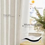 Jowels Cream Linen Blackout Curtains 90 Length 2 Panels Set for Living Room Bedroom, 100% Black Out Thermal Insulated Linen Drapes, Room Darkening Grommet Curtains 90 Inches Long Natural Beige