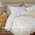 Bedsure 100% Washed Cotton Duvet Cover King Size - Natural White Minimalist Cotton Duvet Cover Linen Like for All Seasons - GentleSoft™ Plain Simple Bedding (Natural White, King, 104"x90")