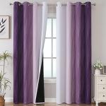 Estelar Textiler Purple and Greyish White Ombre Blackout Curtains 84 Inches Long, Full Room Darkening Grommet Curtains for Bedroom, Thermal Insulated Blackout Drapes for Living Room, 52Wx84L, 2 Panels