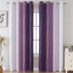 Estelar Textiler Purple and Greyish White Ombre Blackout Curtains 84 Inches Long, Full Room Darkening Grommet Curtains for Bedroom, Thermal Insulated Blackout Drapes for Living Room, 52Wx84L, 2 Panels