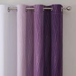 Estelar Textiler Purple and Greyish White Ombre Blackout Curtains 84 Inches Long, Full Room Darkening Grommet Curtains for Bedroom, Thermal Insulated Blackout Drapes for Living Room, 52Wx84L, 2 Panels