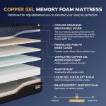 EGOHOME Split King Adjustable Bed Frame and 14 Inch Cooling Memory Foam Mattress, Wireless Remote Head and Foot Incline, 12 inch Legs, Zero Gravity