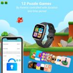 Kids Wach for Girls Boys 6-15 Year Old - Smart Watch for Kids 1.8" Fitness Tracker ,No Phone needed,Pedometer Sleep Monitor Heart Rate Waterproof,Puzzle Game for Girls Boys Teens Birthday Gift (Black)