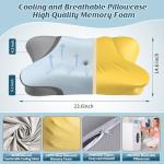 Cervical Neck Pillow for Pain Relief, Bed Pillows for Sleeping, Ergonomic Cooling Pillow, Orthopedic Contour Pillow for Side Back Stomach Sleepers,Neck Support Memory Foam Pillows (Blue&Grey)