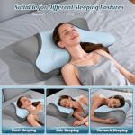 Cervical Neck Pillow for Pain Relief, Bed Pillows for Sleeping, Ergonomic Cooling Pillow, Orthopedic Contour Pillow for Side Back Stomach Sleepers,Neck Support Memory Foam Pillows (Blue&Grey)