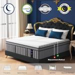 DIFAME King Size Mattress, 14 Inch Medium Firm Hybrid King Mattress in a Box,Gel Memory Foam Mattresses with Pocket Coils for Pain Relief, Extra Edge Support, 365-Nights Trial, CertiPUR-US