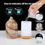 Essential Oil Diffuser Hand Blown Glass Aromatherapy Diffuser - Ultrasonic Cool Mist Scent Aroma Diffuser, Whisper Quiet with Auto Shut-Off, Timer Setting &7 Colors Night Light for Home