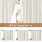 LAMIT Natural 100% Blackout Linen Curtains, 84 Inches Linen Textured Thermal Bedroom Curtains Back Tab and Rod Pocket Neutral Panels with White Liner for Farmhouse, 2 Panels, 60 x 84 Inch, Ivory