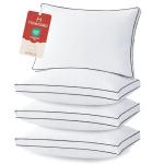 MUXHOMO Bed Pillows Queen Size Set of 4, Gusseted Sleeping Pillows for Side, Back, and Stomach Sleepers, Hotel Quality, Oeko-Tex Certified Fluffy Supportive Down Alternative Filling, White, 4 Pack