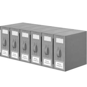 Criusia Bed Sheet Organizers and Storage, 6 Pack Foldable Linen Closet Organizer Box – Bedding Holder for Sheet Set (King/Queen Sizes), Duvet Covers, Blankets (Grey)