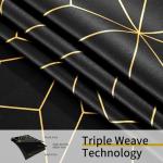 Beauoop 100% Blackout Curtains 84 Inches Long for Bedroom Living Room Moroccan Gold Patterned Drapes Thermal Insulated Grommet Top Window Treatment Panels Set of 2, Black/Gold