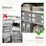 Criusia Bed Sheet Organizers and Storage, 6 Pack Foldable Linen Closet Organizer Box – Bedding Holder for Sheet Set (King/Queen Sizes), Duvet Covers, Blankets (Grey)