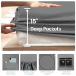 Grounding Sheets Gray Queen Size - 90% Organic Cotton + 10% Pure Silver Fitted Bed Sheet for Earthing - 400 Thread Count Deep Pocket Grounded Bedsheets - Improved Sleep Down to Earth Ground Bedding