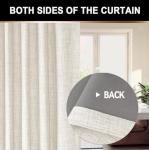 100% Blackout Shield Full Blackout Curtains for Bedroom 96 inch Length 2 Panels Set, Clip Rings/Rod Pocket Faux Linen Black Out Curtains for Living Room, Thermal Insulated, 50Wx96L, Beige