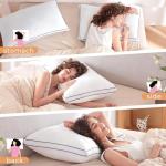 MUXHOMO Bed Pillows Queen Size Set of 4, Gusseted Sleeping Pillows for Side, Back, and Stomach Sleepers, Hotel Quality, Oeko-Tex Certified Fluffy Supportive Down Alternative Filling, White, 4 Pack