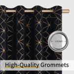 Beauoop 100% Blackout Curtains 84 Inches Long for Bedroom Living Room Moroccan Gold Patterned Drapes Thermal Insulated Grommet Top Window Treatment Panels Set of 2, Black/Gold